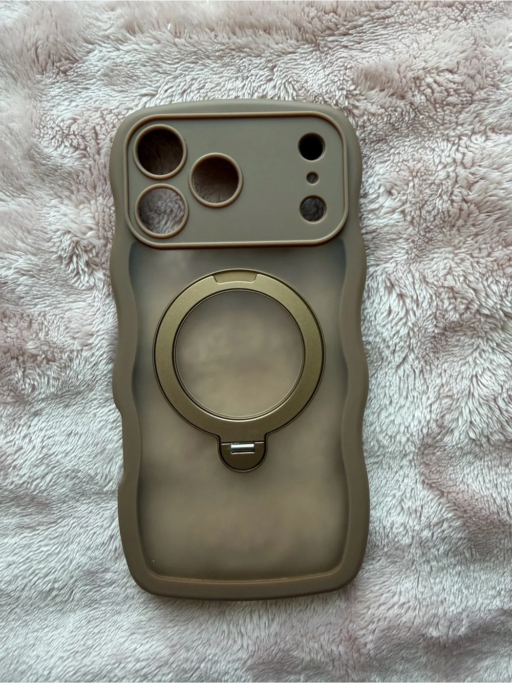 Brown Magnetic Ring Silicone Phone Case in Taupe – with Built-In Stand